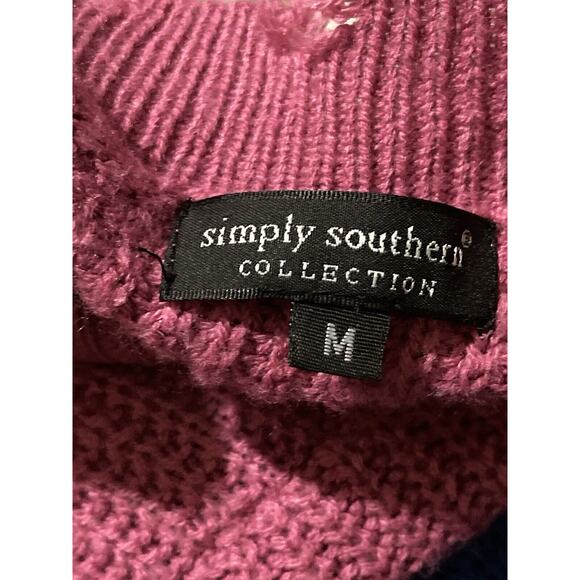 Simply Southerns Sweater Women’s Medium Distressed Striped Pink White Blue - Picture 3 of 10